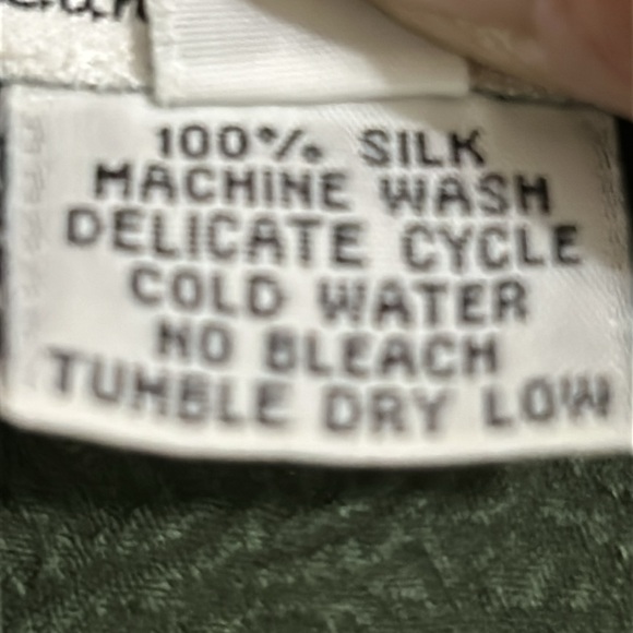 Citron Santa Monica Top Army Green Silk Asian Print Mandarin Collar Women’s M - Picture 13 of 15